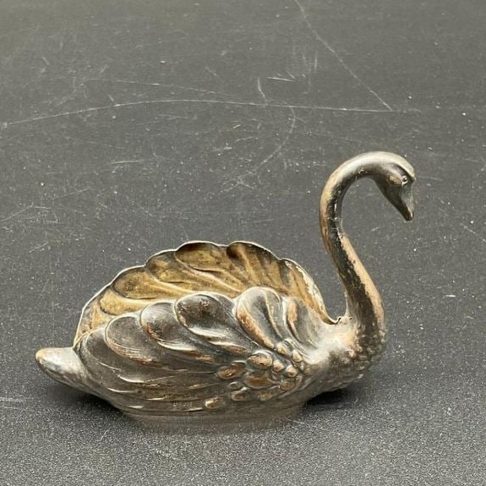 Midcentury 830 Silver Swan Salt Cellar Scandinavian Miniature‎ Bird Dish 2.5"